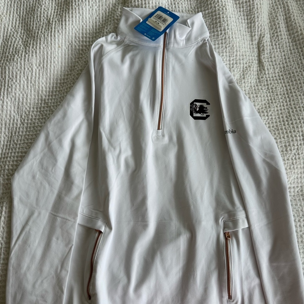 Columbia White Quarter-Zip Jacket Gamecocks